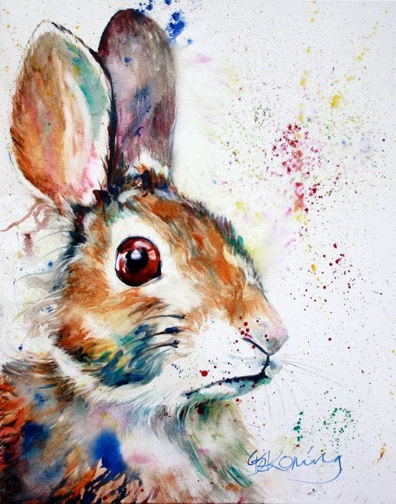 Artwork Title: Colorful Bunny Rabbit Watercolor
