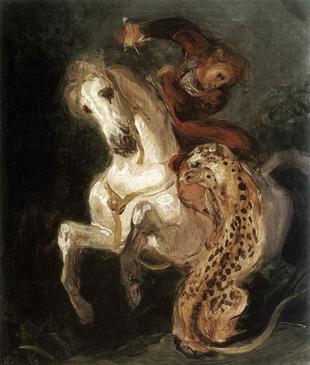 Artwork Title: Jaguar Attacking a Horseman