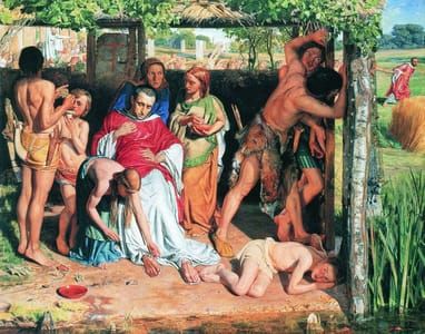 Artwork Title: A Converted British Family Sheltering A Christian Missionary From The Persecution Of The Druids