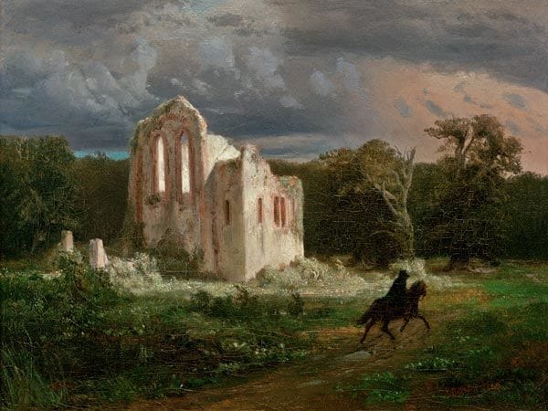 Artwork Title: Moonlight Landscape with Ruins