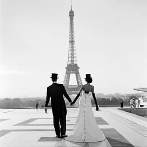 Artwork Title: Wessel And Mira Holding Hands In Front Of The Eiffel Tower, Paris, France