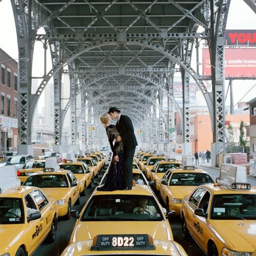 Artwork Title: Edythe And Andrew Kissing On Top Of Taxis, New York, New York