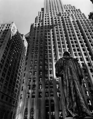 Artwork Title: John Watts Statue: From Trinity Churchyard, Looking toward One Wall Street, Manhattan, 1 February 19