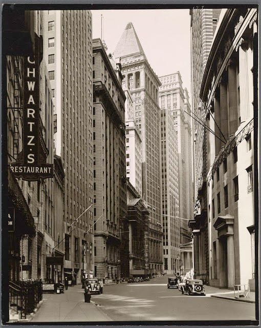 Artwork Title: Broad Street looking toward Wall Street, Manhattan, July 16,1936