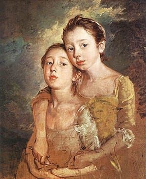 Artwork Title: Artist's Daughters with a Cat