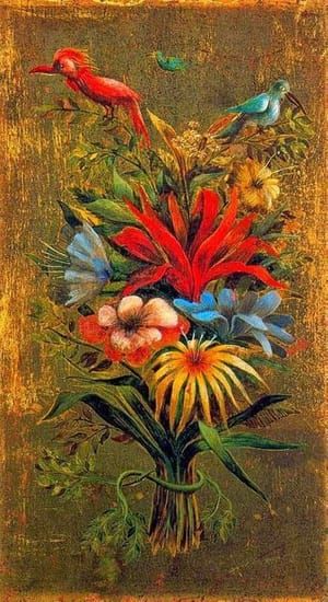Artwork Title: Ramo floral con pajaritos
