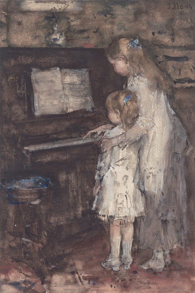 Artwork Title: Two Girls, Daughters of the Artist at the Piano