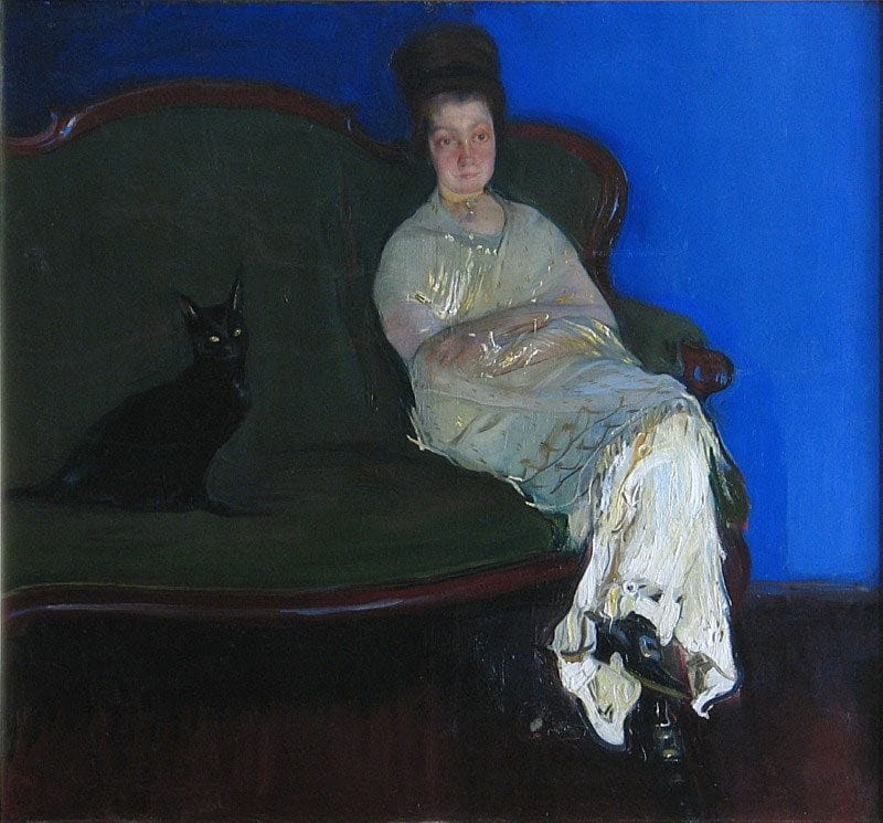 Artwork Title: Portret żony z kotem (Portrait of Wife with Cat)