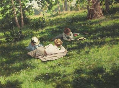Artwork Title: Three Reading Women In A Summer Landscape