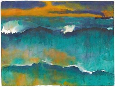Artwork Title: Heavy Seas at Sunset