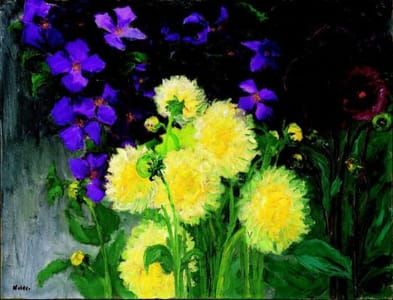 Artwork Title: Clematis and dahlias