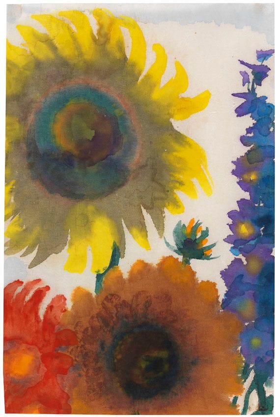 Artwork Title: Sonnenblumen und Rittersporn (Sunflowers and Delphinium)