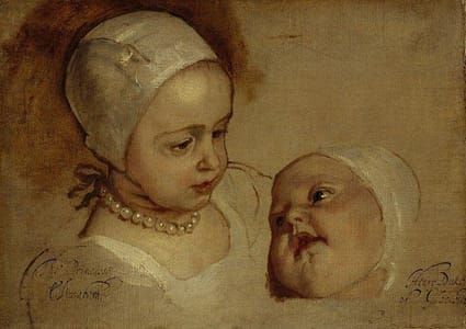 Artwork Title: Princess Elizabeth and Princess Anne 1637-1640. Daughters of Charles I