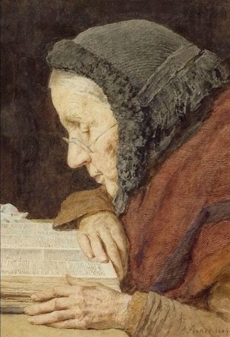 Artwork Title: Elderly Woman Reading the Bible