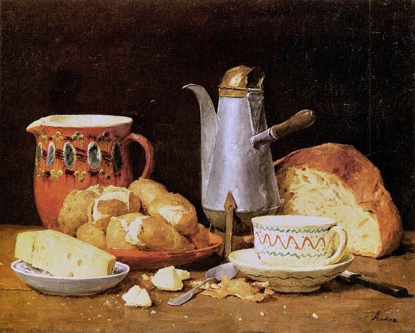 Artwork Title: Still Life with Coffee, Bread and Potatoes