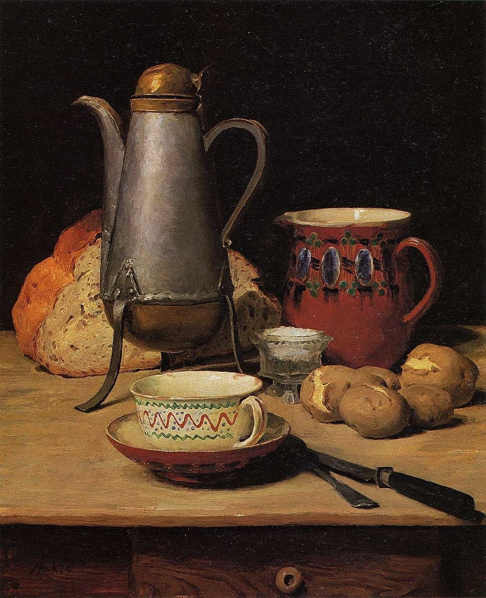 Artwork Title: Still life with bread, coffee and potatoes
