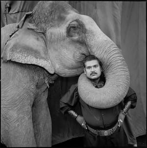 Artwork Title: Ram Prakash Singh With His Elephant Shyama, Great Golden Circus, Ahmedabad