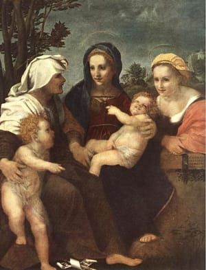 Artwork Title: Madonna and Child with Saints Catherine, Elisabeth, and John the Baptist