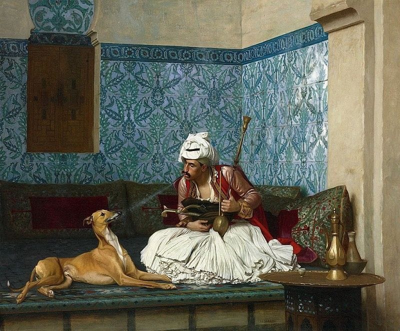 Artwork Title: Arnaut Blowing Smoke in His Dog's Nose, A greyhound who does not like the snuff