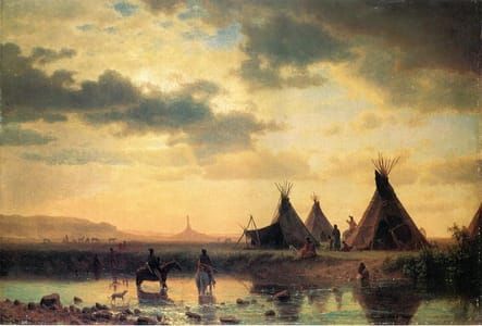 Artwork Title: View of Chimney Rock Ogalillalh Sioux Village in Foreground