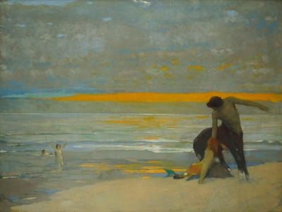Artwork Title: Centaur And Mermaid On The Beach At Sunset