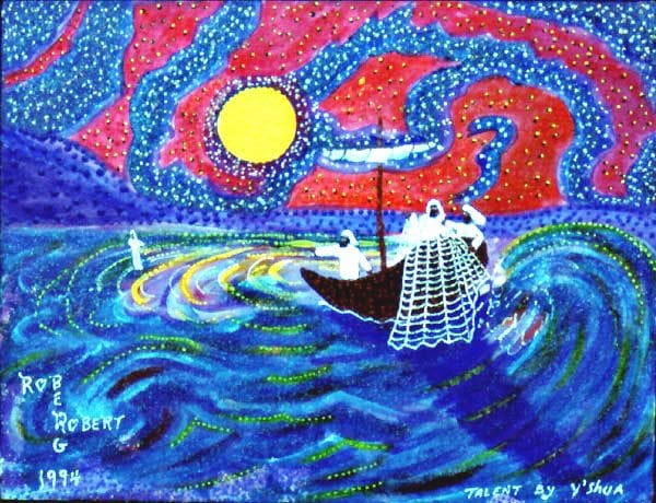 Artwork Title: Walking On The Water On Starry Night