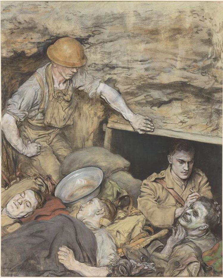 Artwork Title: Operating on a Slightly Wounded Man in a Regimental Aid Post