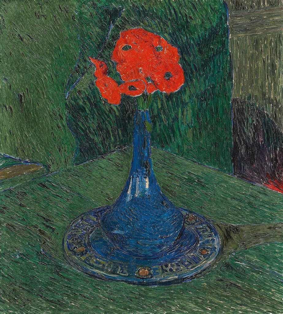 Artwork Title: Poppies in a Blue Vase