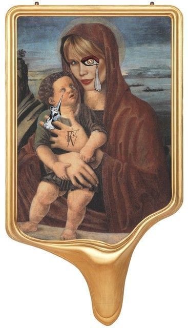 Artwork Title: Crying Portrait Of Claudia Schiffer As A Renaissance Madonna With Holy Child (after Bellini)
