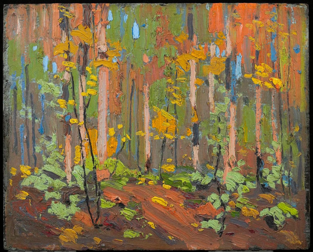 Artwork Title: Woodland Interior (Alternate title) Birch and Poplars)