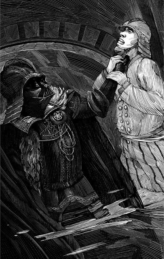 Artwork Title: Captain Antilles faces the wrath of Darth Vader in William Shakespeare’s Star Wars