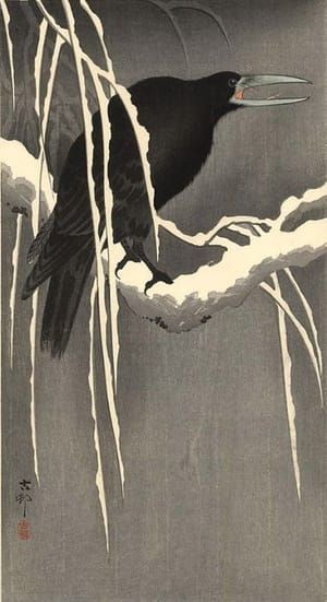 Artwork Title: Crow on a Snowy Branch,     Undated