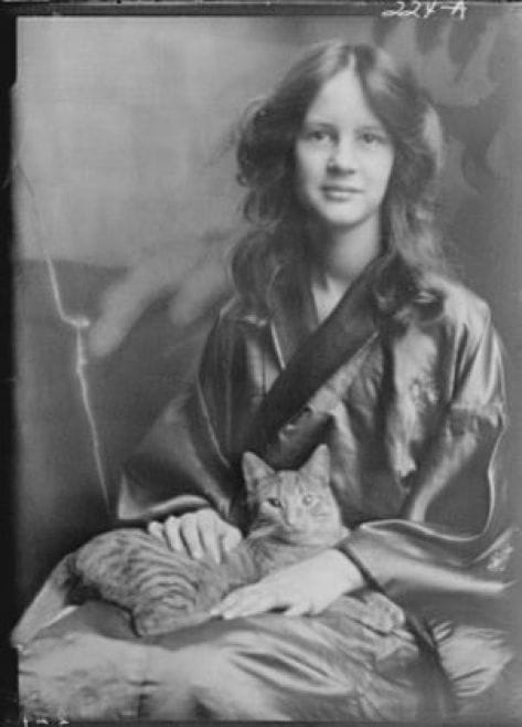 Artwork Title: Jocelyn Stebbins (Mrs. Fletcher) with Buzzer the Cat
