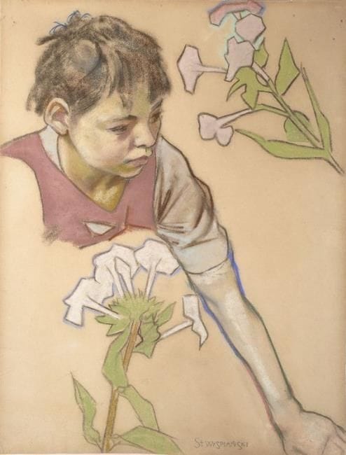 Artwork Title: Głowa chłopca i kwiaty (Head of a Boy and Flowers)