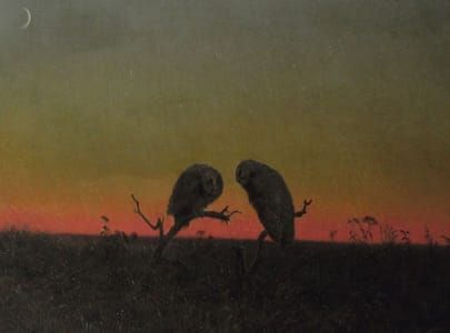 Artwork Title: Two Owls at Sunset