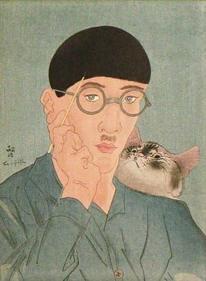 Artwork Title: Self Portrait and Cat