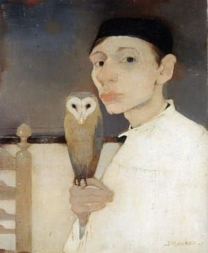 Artwork Title: Self Portrait with Barn Owl