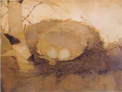 Artwork Title: Bird’s Nest with Birch Trunk