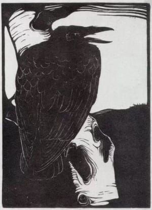 Artwork Title: Raaf op berkeboom, Raaf (Raven on a Birch, Raven)