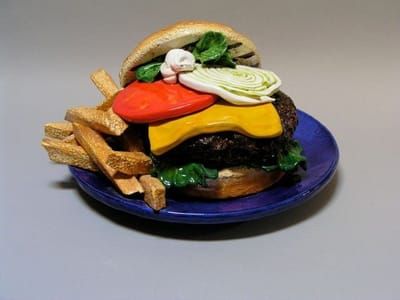 Artwork Title: Burger On A Blue Plate