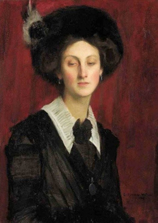Artwork Title: Artist's Wife Hilda in a Black Hat