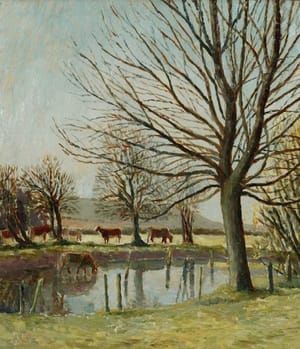 Artwork Title: Cattle by a pond, view from Ham Spray