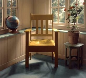 Artwork Title: Yellow Chair, Globe and Geranium