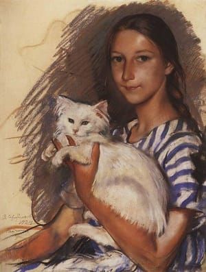 Artwork Title: Portrait of Natasha Lancere with a Cat