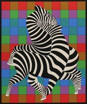 Artwork Title: Two Zebras In Color On The Chessboard