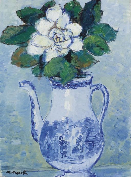 Artwork Title: Rose blanche dans un vase ( White Rose in a Vase)