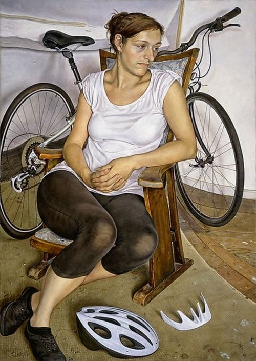 Artwork Title: Seated figure with cycle helmet