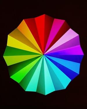 Artwork Title: Additive Colour Wheel in 12 parts: swatches mixed in camera via filtration of the primaries Red, Gre