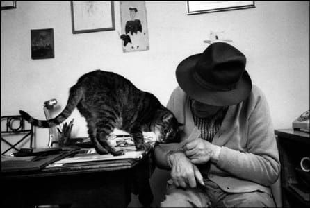 Artwork Title: Swiss Sculptor Diego Giacometti at Home with Cat