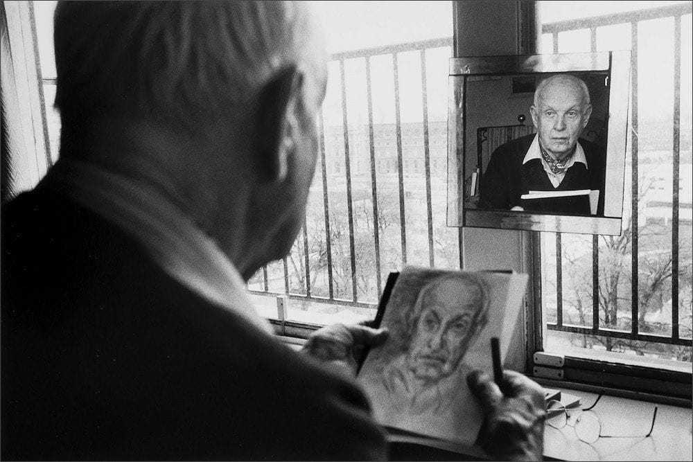 Artwork Title: Henri Cartier Bresson drawing a Self Portrait